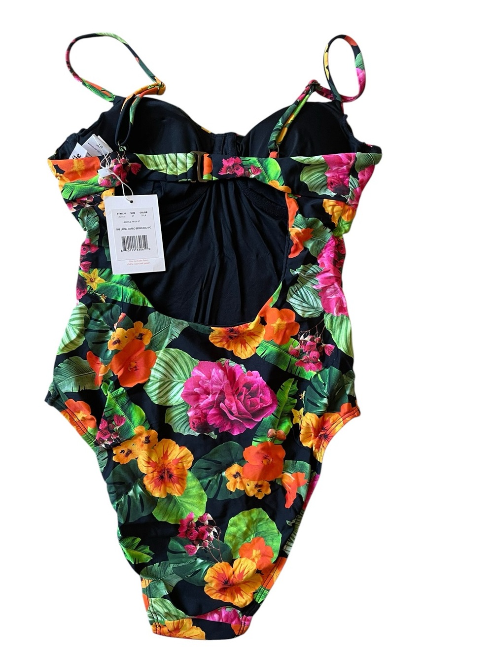 Andie Long Torso Bermuda  Tropical Floral One-Piece Swimsuit NWT - Picture 6 of 8